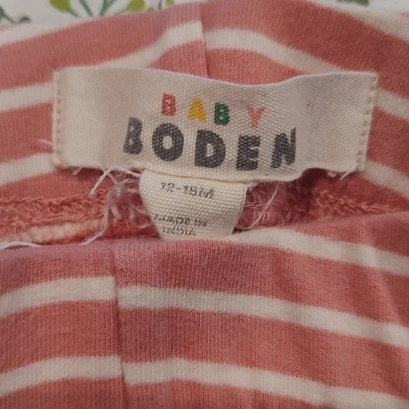 Baby Boden Coral and White Striped Leggings - Picture 2 of 2